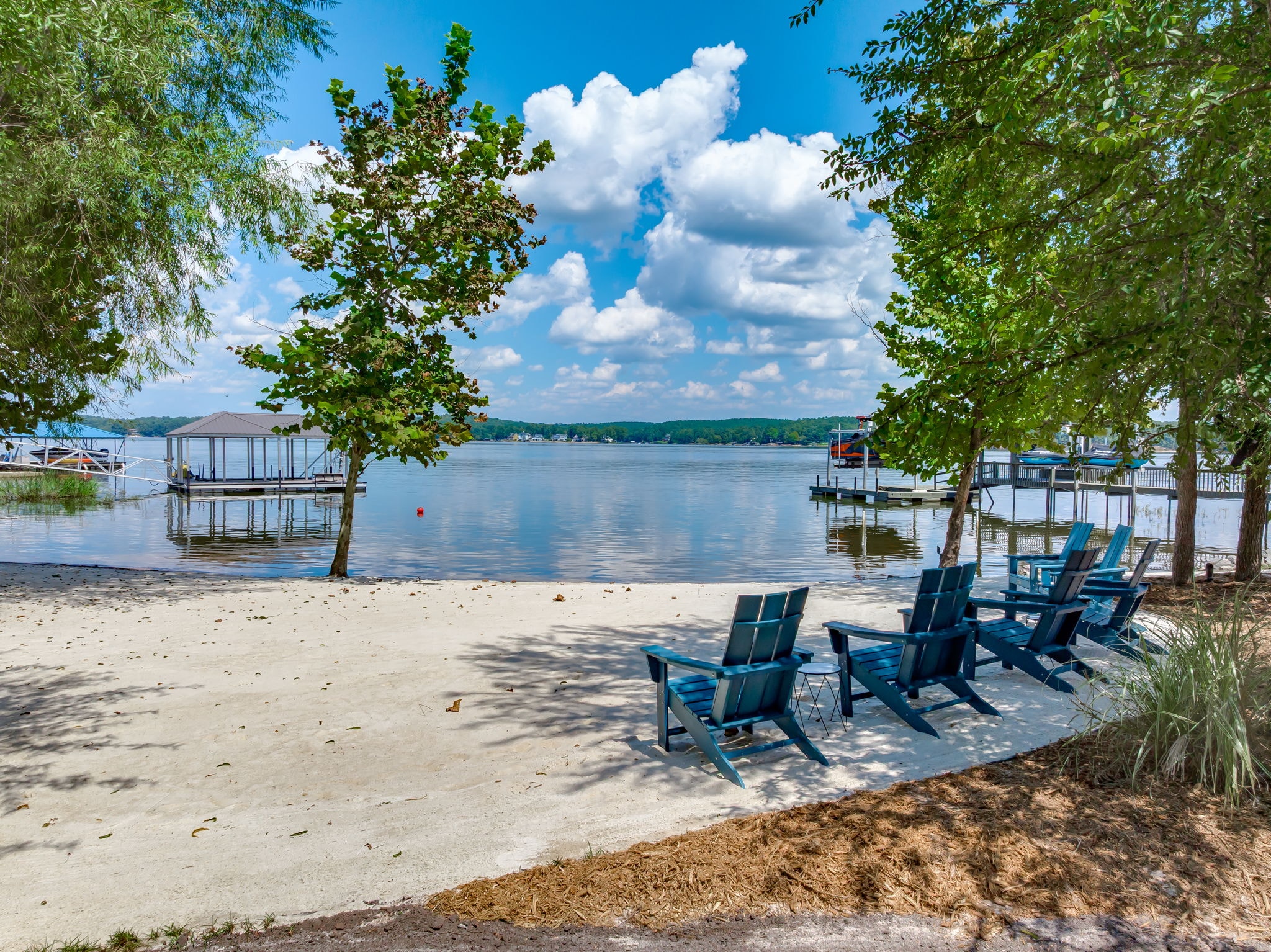 Private dock and lake views at Rock Bridge Lodge on Lake Wateree